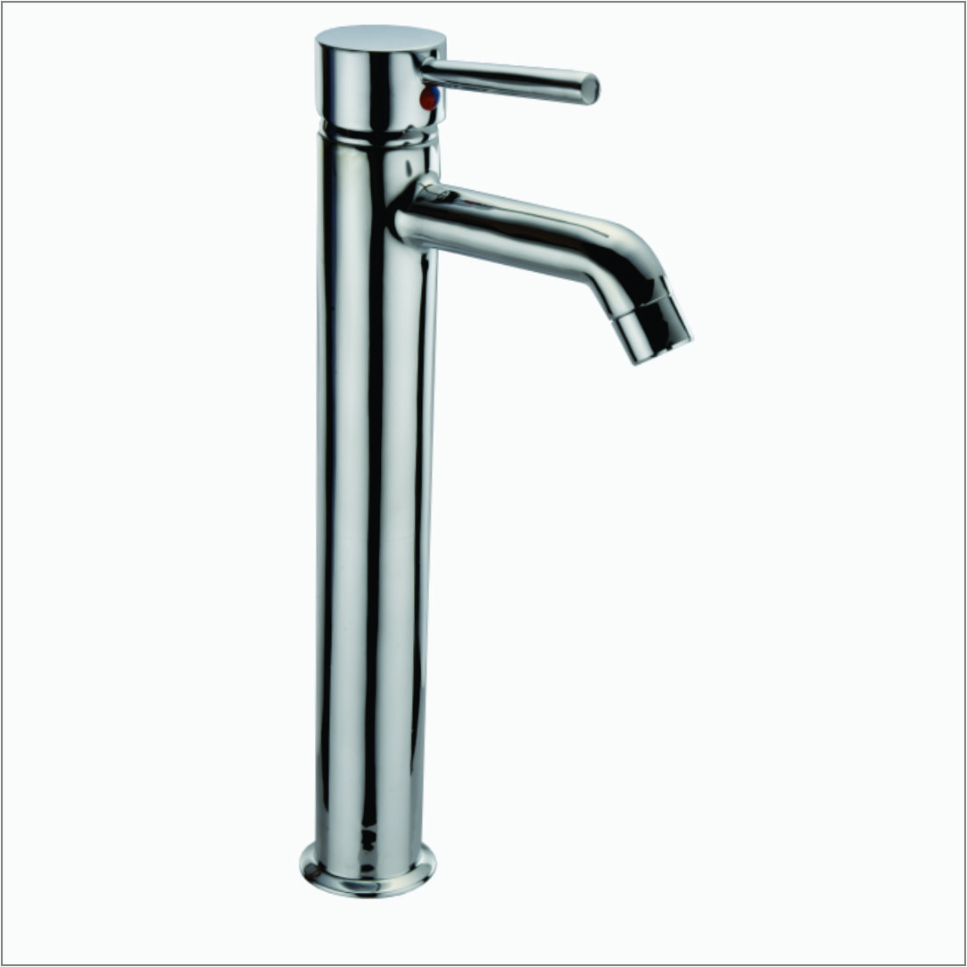 Stylish bathroom basin mixer with water-saving technology.